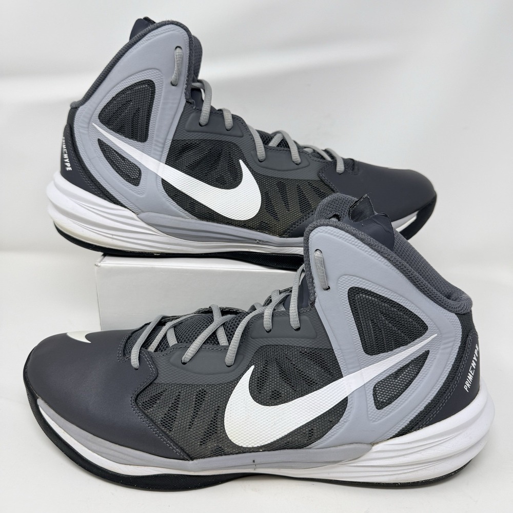 Nike Prime Hype Shoes Mens Size 14 Gray Basketball High Top Sneakers 683705-003